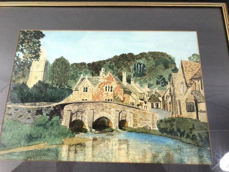 Village Scene Framed Watercolour (20244)62994464943491111
