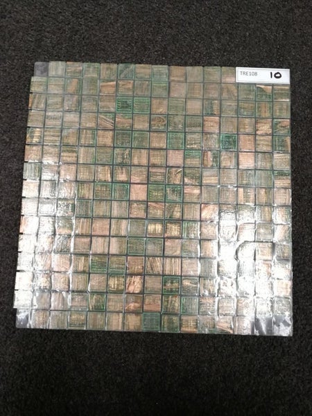 Mosaic glass tiles on sheets colours green blue bronze copper Carousel 5