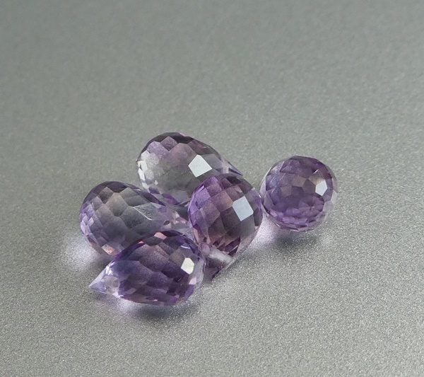 3.75CT UNHEATED BRIOLETTE 100% NATURAL PURPLE AMETHYST LOT 5PCS Carousel 1