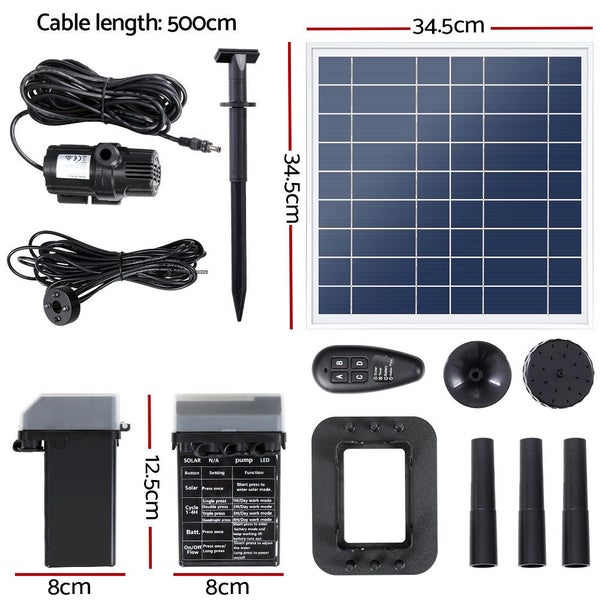 Gardeon Solar Pond Pump with Battery Kit LED Lights 9.8FT Carousel 2