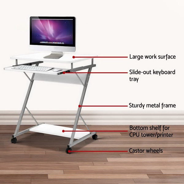 Artiss Computer Desk Keyboard Tray Shelf White 60CM Carousel 6