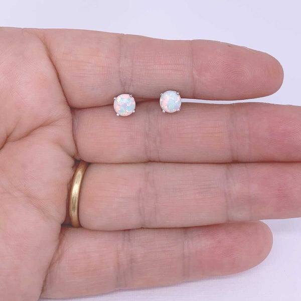 Silver Opal Stud Earrings "Tirina" (white) Carousel 4