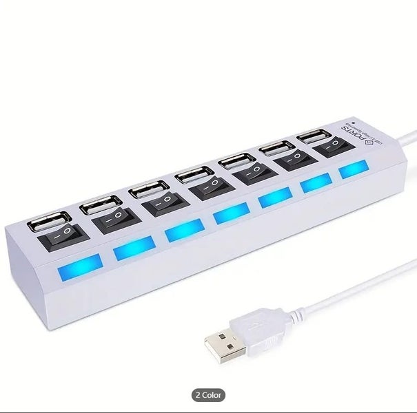 Sales! 7 Ports LED USB 2.0 Adapter Hub Power On/off Switch AE205 Carousel 1