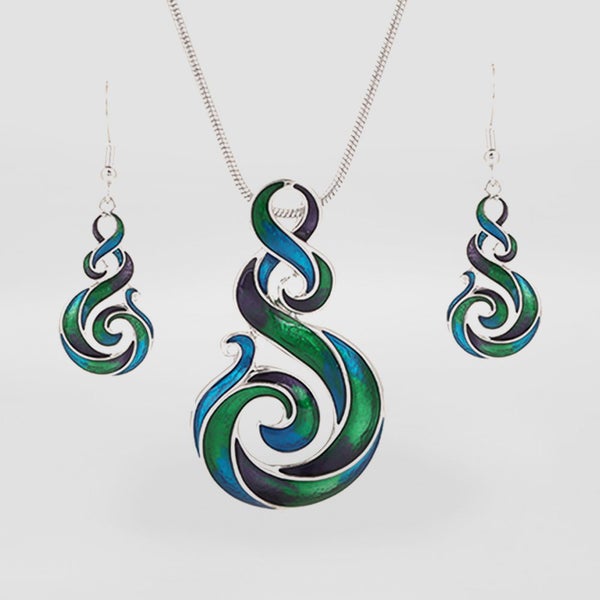 Blue & Green Purple Twist Pendant Set Carousel 1