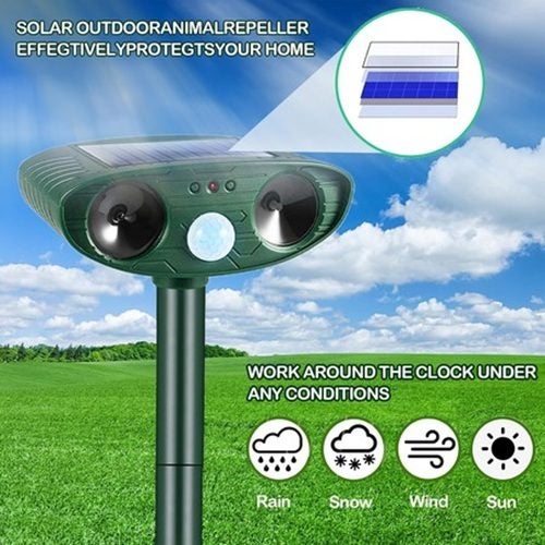 Ultrasonic Cat Deterrent,Solar Powered Deterrent Motion Sensor Pest Control Carousel 9