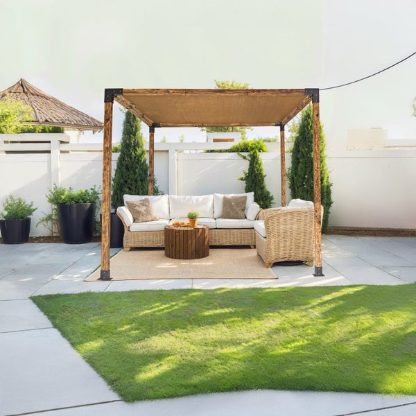 Roof Pergola Gazebo Shed Matte Black Steel Brackets and Coffee Screen DIY Kits Carousel 1