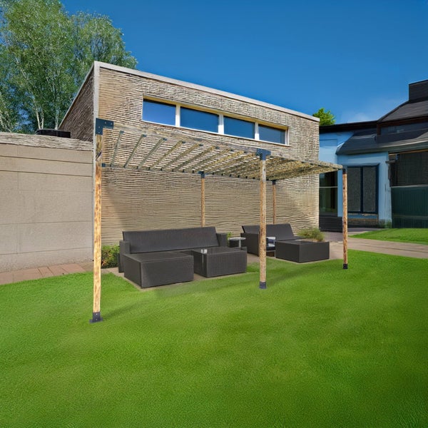 Roof Pergola Gazebo Shed Matte Black Steel Brackets DIY Kits Carousel 1