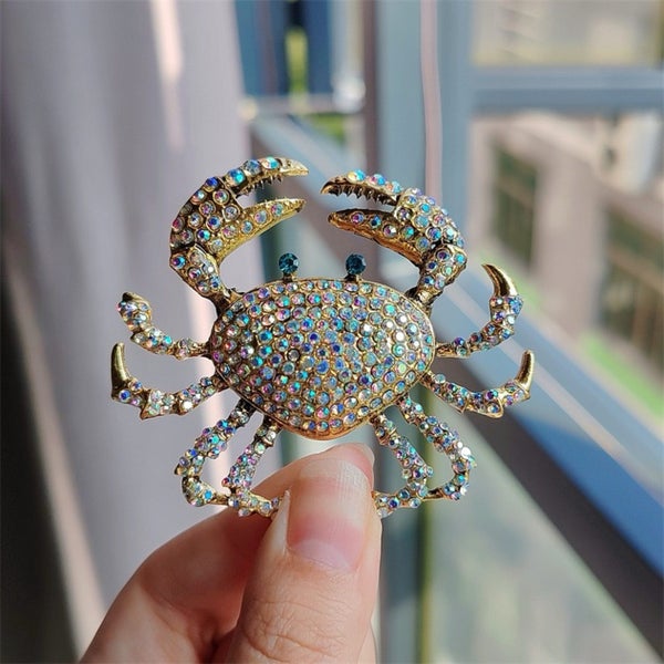 Dazzling white Crystal Crab Brooch – Unique Statement Jewelry Carousel 2