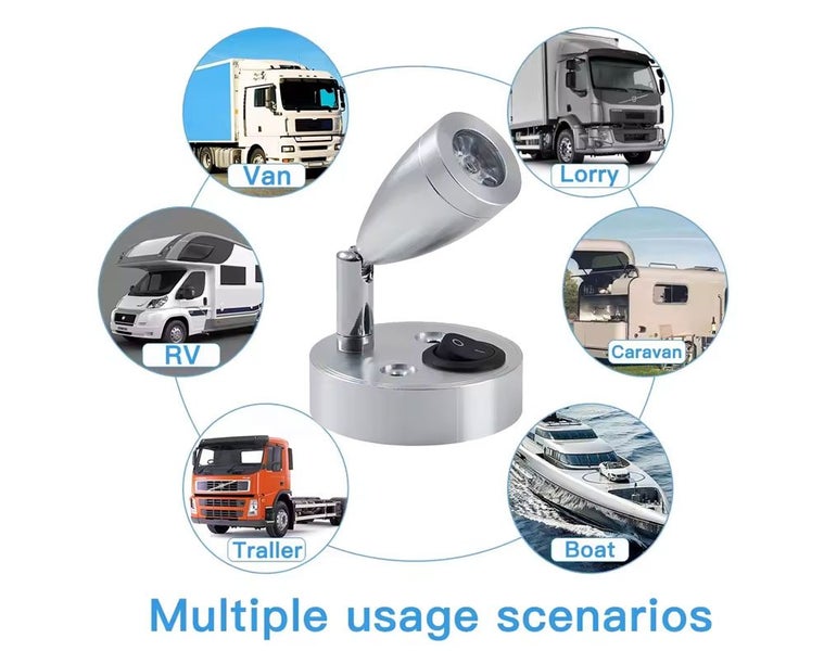 12V LED Reading Light with adjustable swivel and on/off switch Carousel 2