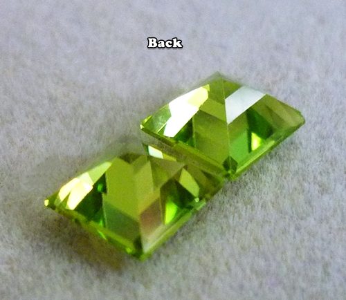 $1RE 1.31CT EXCELLENT PRINCESS CUT 100% NATURAL BRILLIANT GREEN PERIDOT PAIR Carousel 2