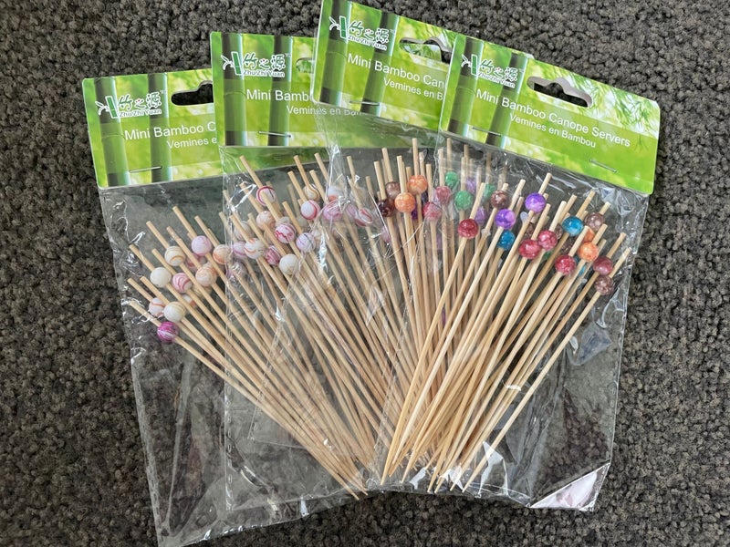 Mini Bamboo Skewers with Colorful Bead Accents - 50 Count x 4 Carousel 1