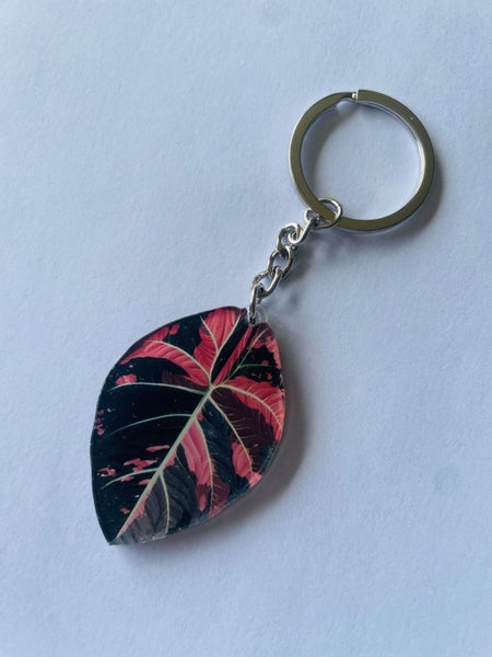 Variegated Alocasia Leaf Keychain Carousel 1