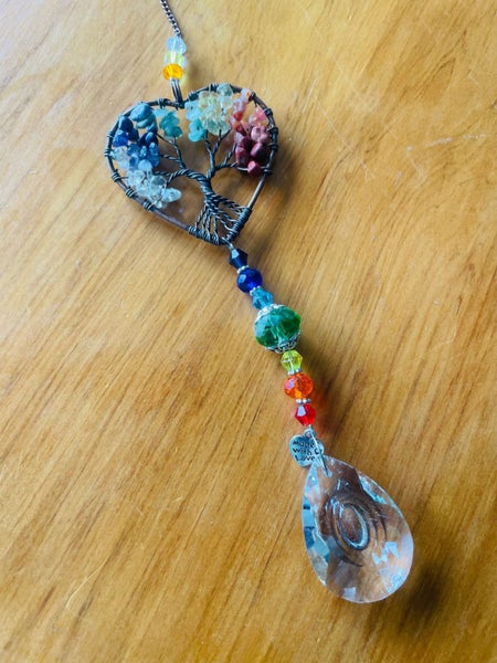 Heart Chakra Tree of Life Suncatcher with Crystal Prism Carousel 1