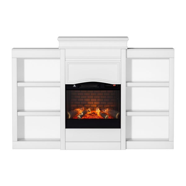 2000W Electric Fireplace Fire Heater White Carousel 1