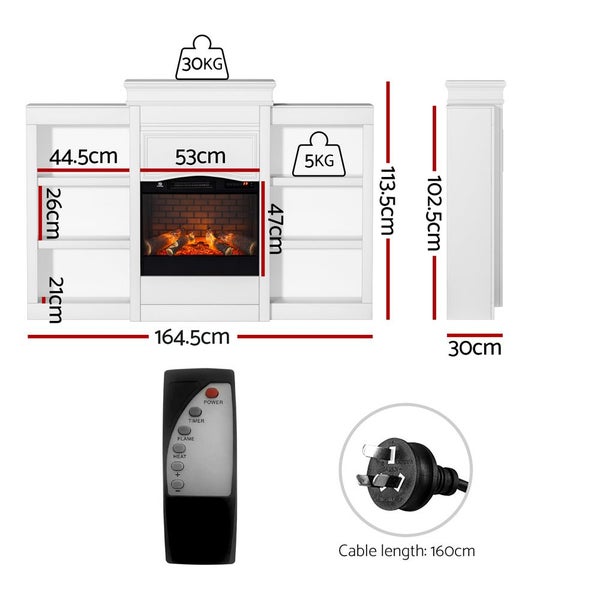 2000W Electric Fireplace Fire Heater White Carousel 2