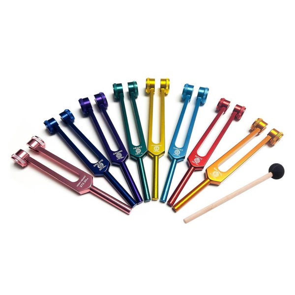 tuning fork set 8 Colors Tuning Fork Set Aluminum Alloy Multi Frequency Tuning Carousel 1