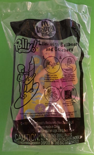 Polly Pocket toy, Lila with Sailboard and stickers (McDs 2005), rare, still MIP Carousel 1