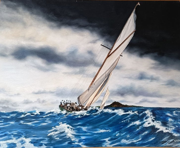 Classic Yachts Oil Painting by K A Moody Carousel 1