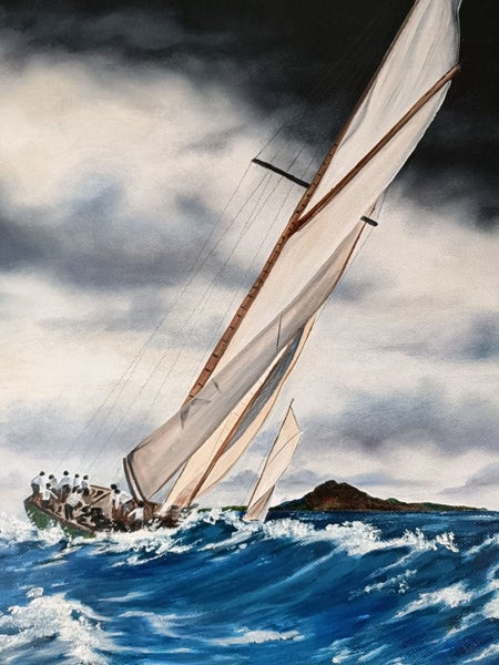 Classic Yachts Oil Painting by K A Moody Carousel 2