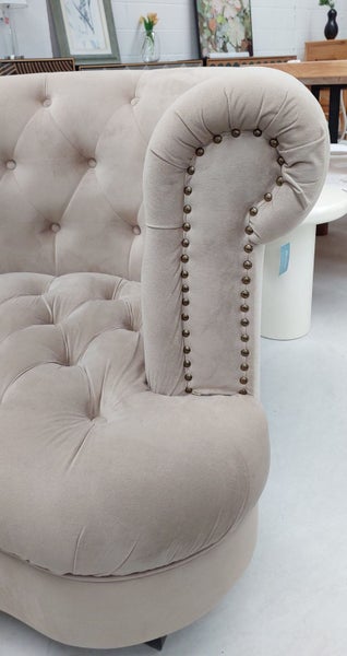 CLEARANCE - Lura Curved Sofa Single Seater - Taupe Velvet *Floor Model *60% OFF Carousel 4