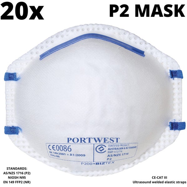 20x P2 Face Mask Safety Disposable Air Pollution Filter Flu Smoke Carousel 2