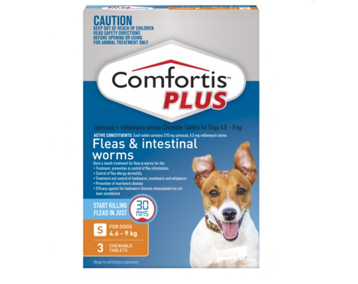 Comfortis Plus Fleas Intestinal Worms Chewable Tablets for Dog-4.6-9kg 3pk Carousel 1