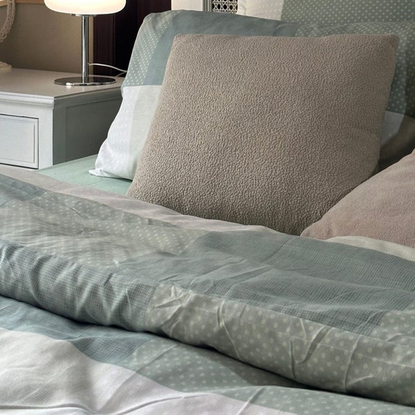 Check Green Microfiber Quilt Cover Set Carousel 9