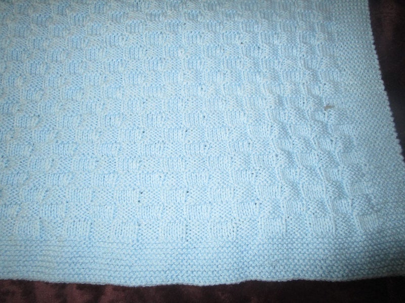 Baby Blue basket weave Shawl/blanket Dble Knit Carousel 1