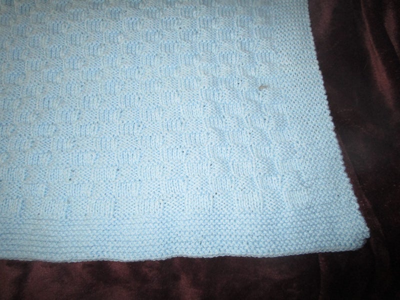 Baby Blue basket weave Shawl/blanket Dble Knit Carousel 2