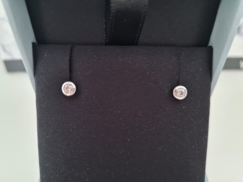 Walker & Hall Vintage 10ct White Gold Diamond Bezel Stud Earrings Carousel 1