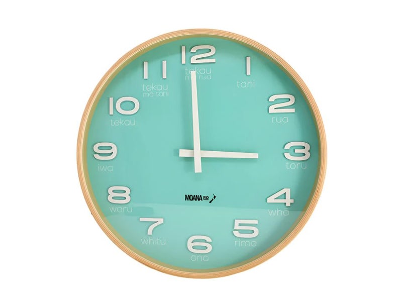 Large Te Reo Maori Clock - Teal Carousel 1
