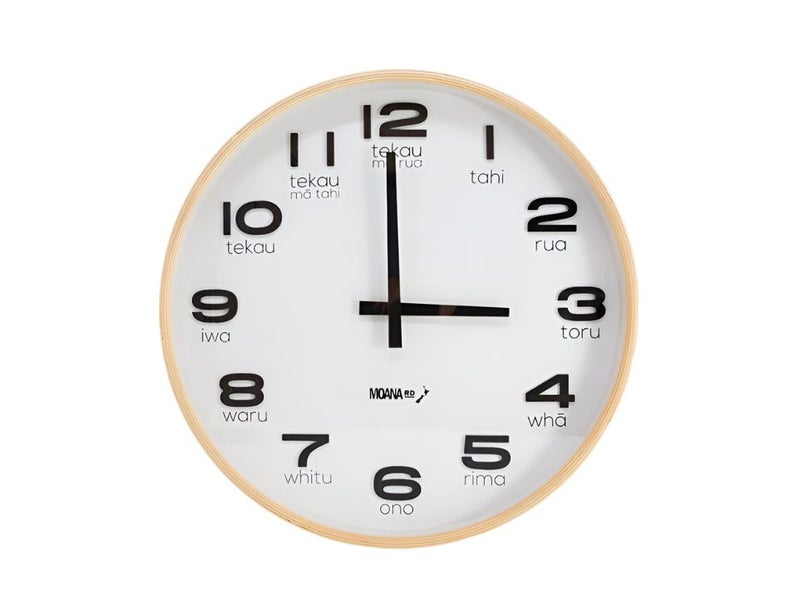 Large Te Reo Maori Clock - White Carousel 1