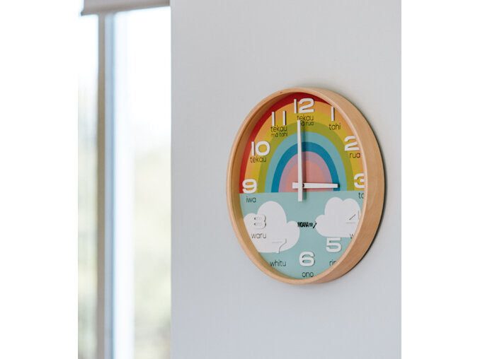 Large Te Reo Maori Clock - Rainbow Carousel 3