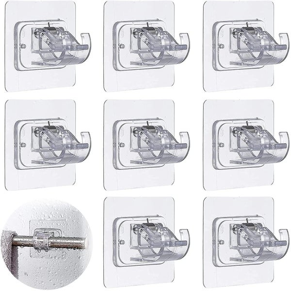 8 Pcs Adhesive Curtain Rod Hooks Curtain Rod Bracket No Drilling Carousel 1