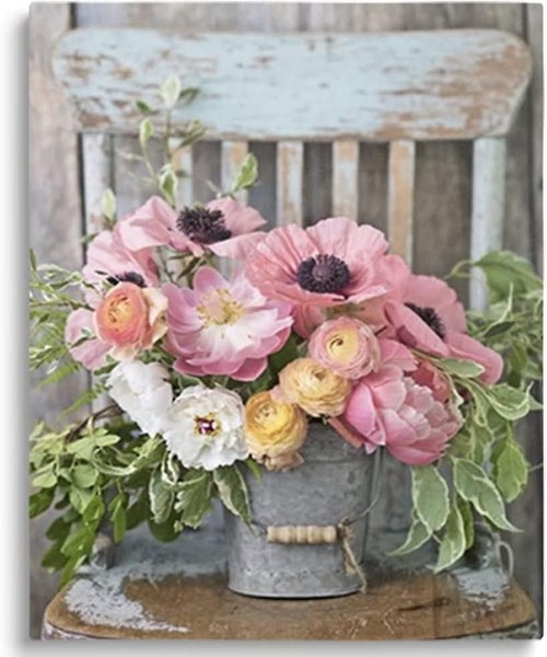 5d Diamond Painting Full Set, Pink Flower Painting Suit Embroidery Picture Cross Carousel 1