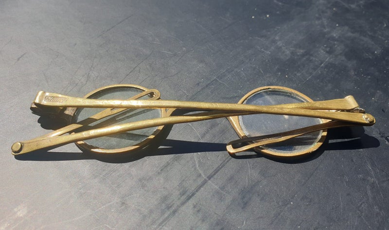 Mid 1800s Turnpin Eyeglasses in Brass. Unique item in NZ outside Museums ? Carousel 17