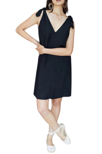 Whistle • NEW WITH TAGS - TIE SHOULDER DRESS - BLACK • Size 8 Carousel 1