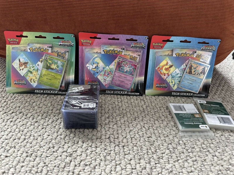 Pokémon Prismatic Evolutions Tech Sticker Collection Set + Accessories Carousel 1