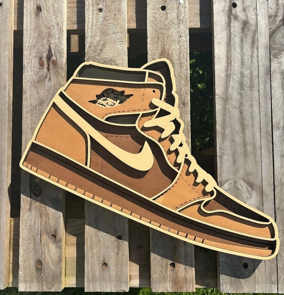 Nike Air Jordan Shoe Layered Wood Hanging Wall Art Carousel 1