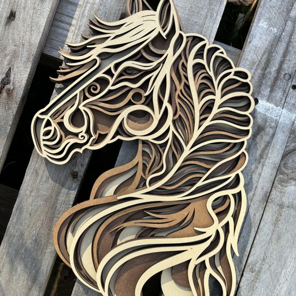 Majestic Horse Layered Wood Hanging Wall Art Carousel 1