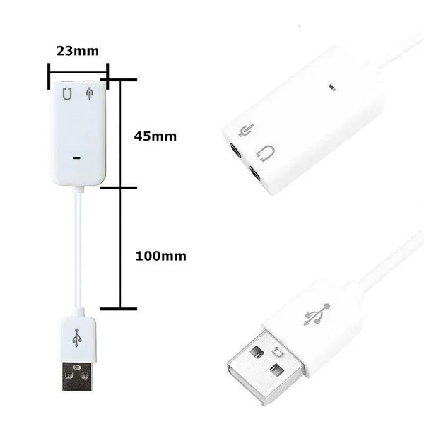 7.1 Channel USB Sound Card Adapter 3.5mm AUX Microphone Headphone Jack Carousel 6