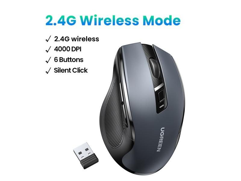 UGREEN Mouse Wireless Ergonomic Mouse 2.4GHz 4000 DPI Silent 6 Buttons For Carousel 1