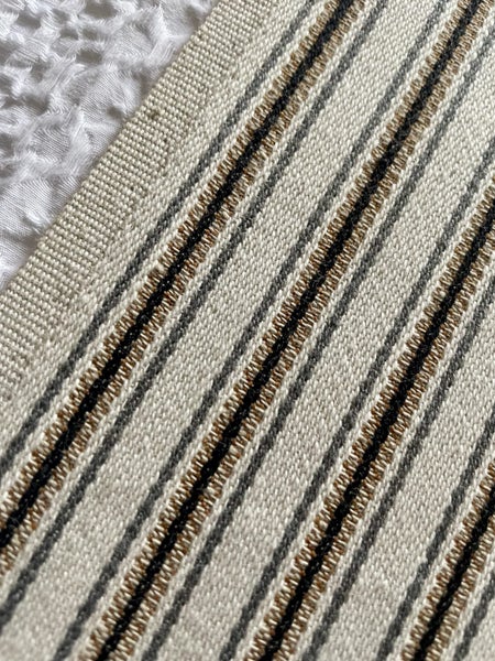 A length of UNUSED thick cotton ticking - brown/ black/ grey Carousel 2