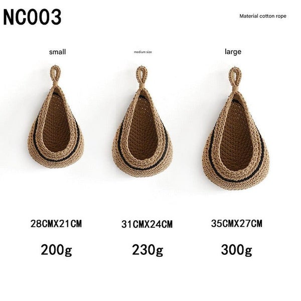 Elosung Khaki 3 Piece Wall Mounted Cotton Rope Storage Baskets Large Medium And Carousel 2