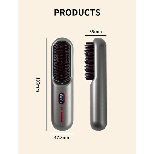 Elosung Gray Rechargeable Ionic Hair Straightening Comb Usb Wireless Travel Styl Carousel 2