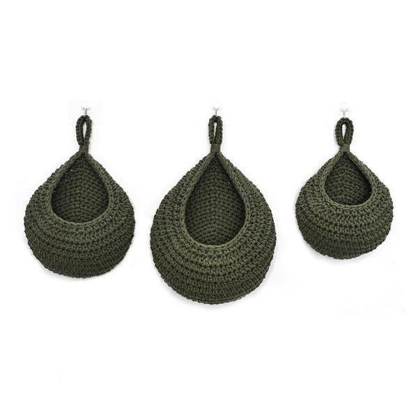 Elosung Green 3 Piece Wall Mounted Cotton Rope Storage Baskets Large Medium And Carousel 1