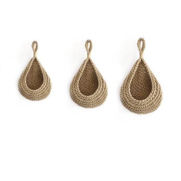 Elosung Khaki 3 Piece Wall Mounted Cotton Rope Storage Baskets Large Medium And Carousel 1