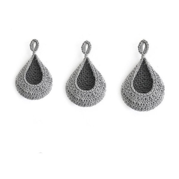 Elosung Grey 3 Piece Wall Mounted Cotton Rope Storage Baskets Large Medium And S Carousel 1