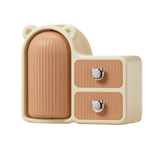 Elosung Brown Rotating Desktop Cosmetic Organiser High End Dustproof Wall Mounte Carousel 1