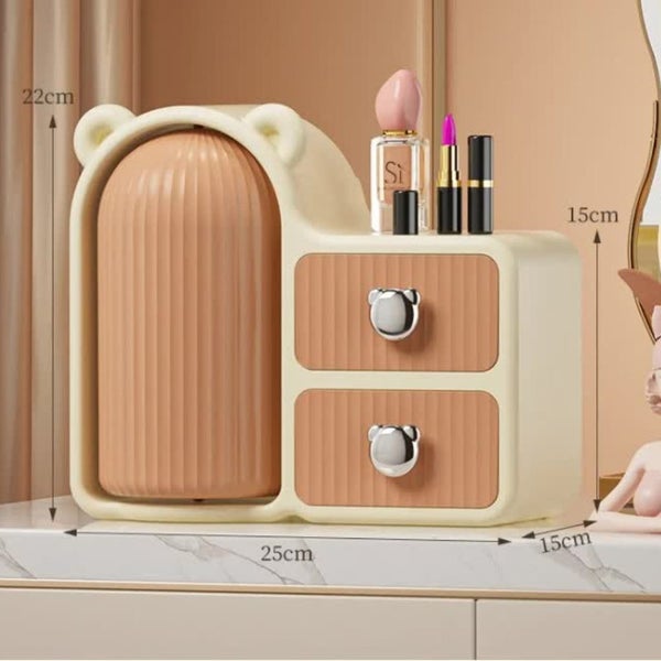 Elosung Brown Rotating Desktop Cosmetic Organiser High End Dustproof Wall Mounte Carousel 2